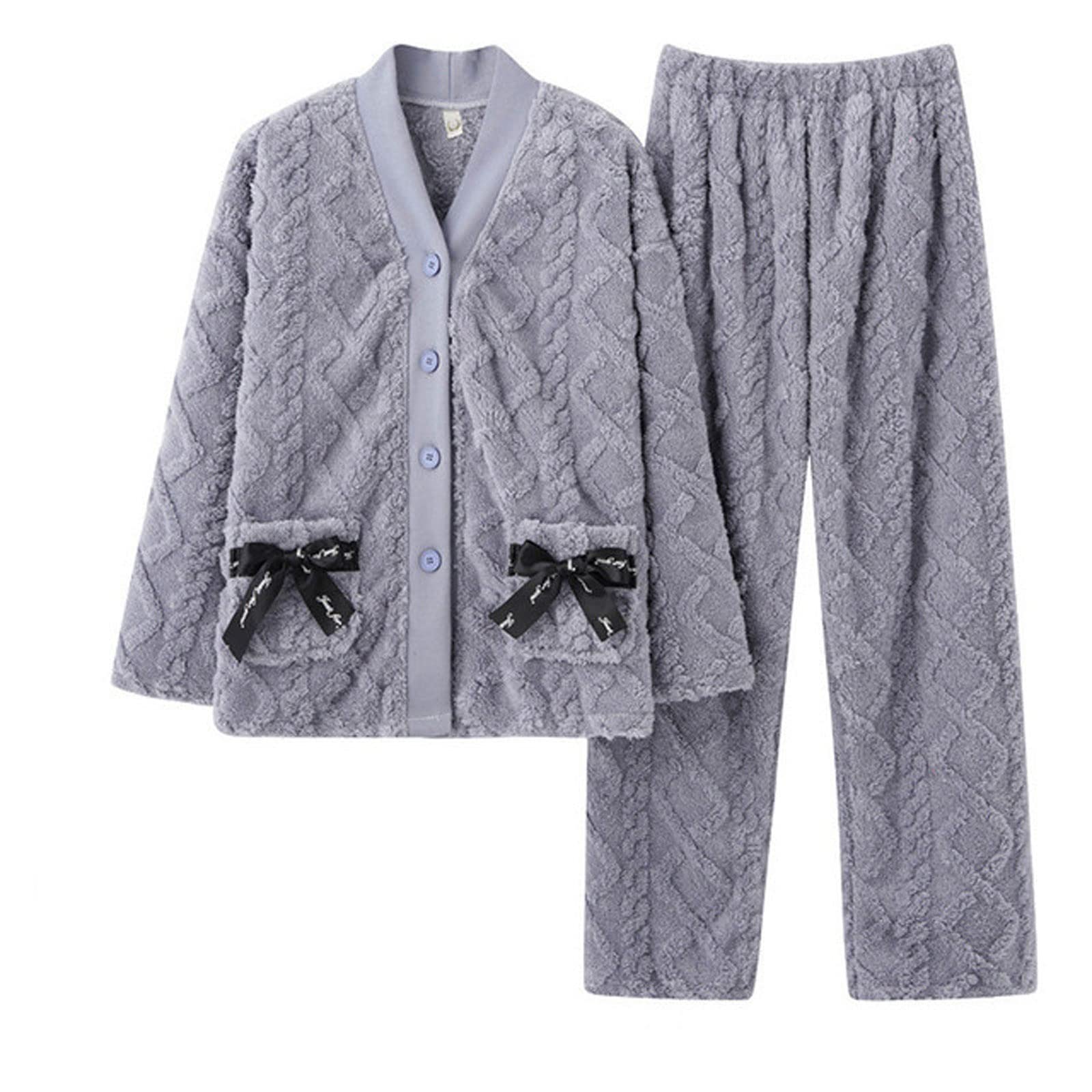 Zestaw piżam damskich Miękka bielizna nocna Pjs Flanelowa ocieplana piżama damska zimowa piżama zestaw bielizna nocna damska odzież domowa na co dzień PJ Set Loungewear Bielizna nocna (Color : H, Si