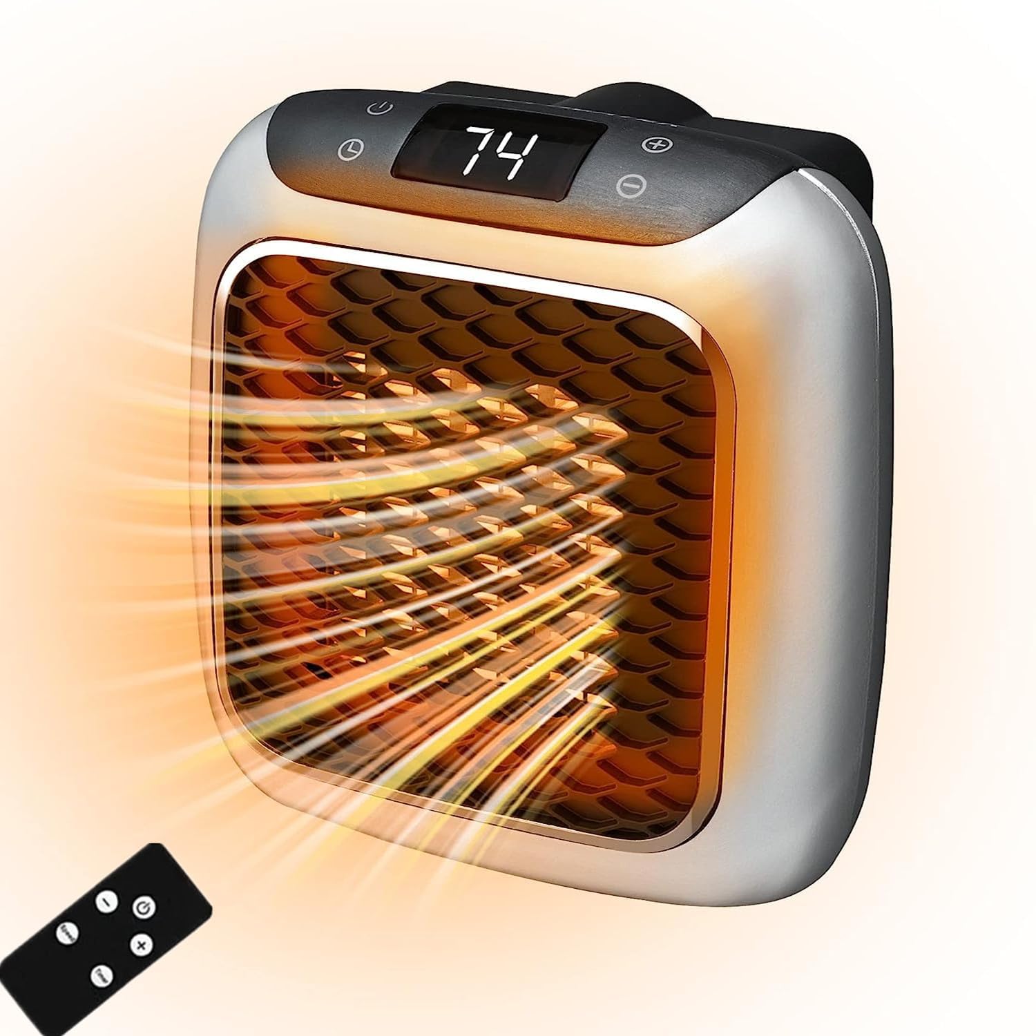 NALACAL Upgrade Smart Wall Space Heater Portable Electric Small Heater With Adjustable Thermostat and Timer, Overheat Protection, LED Display,for Bedroom, Office and Indoor Use (Grey-800W)