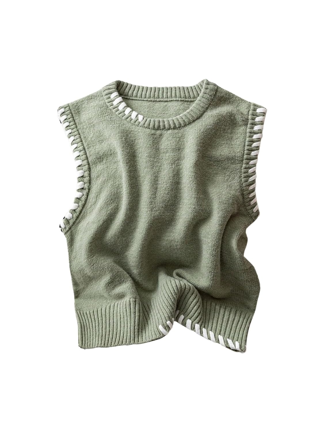 Verdusa Womens Sleeveless Sweater Old Money Ribbed Knit Pullover Binding Casual Tank Top