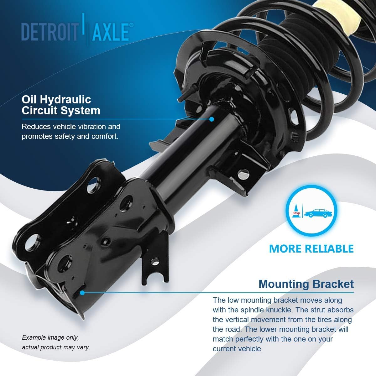 Detroit Axle - Front Strut for 2013 2014 2015 2016 2017 2018 2019 2020 Ford Fusion, Complete Quick Strut with Coil Spring Replacement Install Ready Suspension Shock Assembly