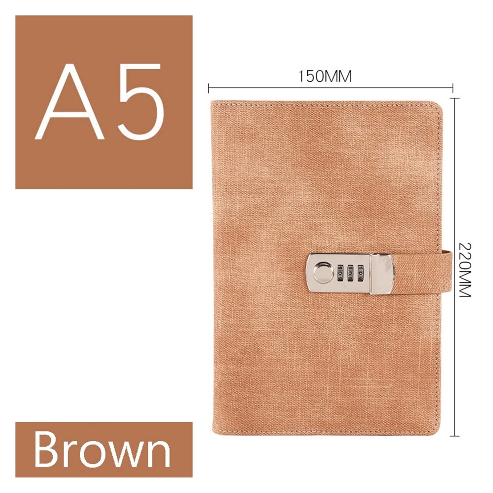 A5 Passwort-Notizbuch, Papier, abschließbar, Retro-Notizbuch, PU-Leder, Tagebuch mit Schloss, Traveler Journal, Wochenplaner, Schulschreibwaren