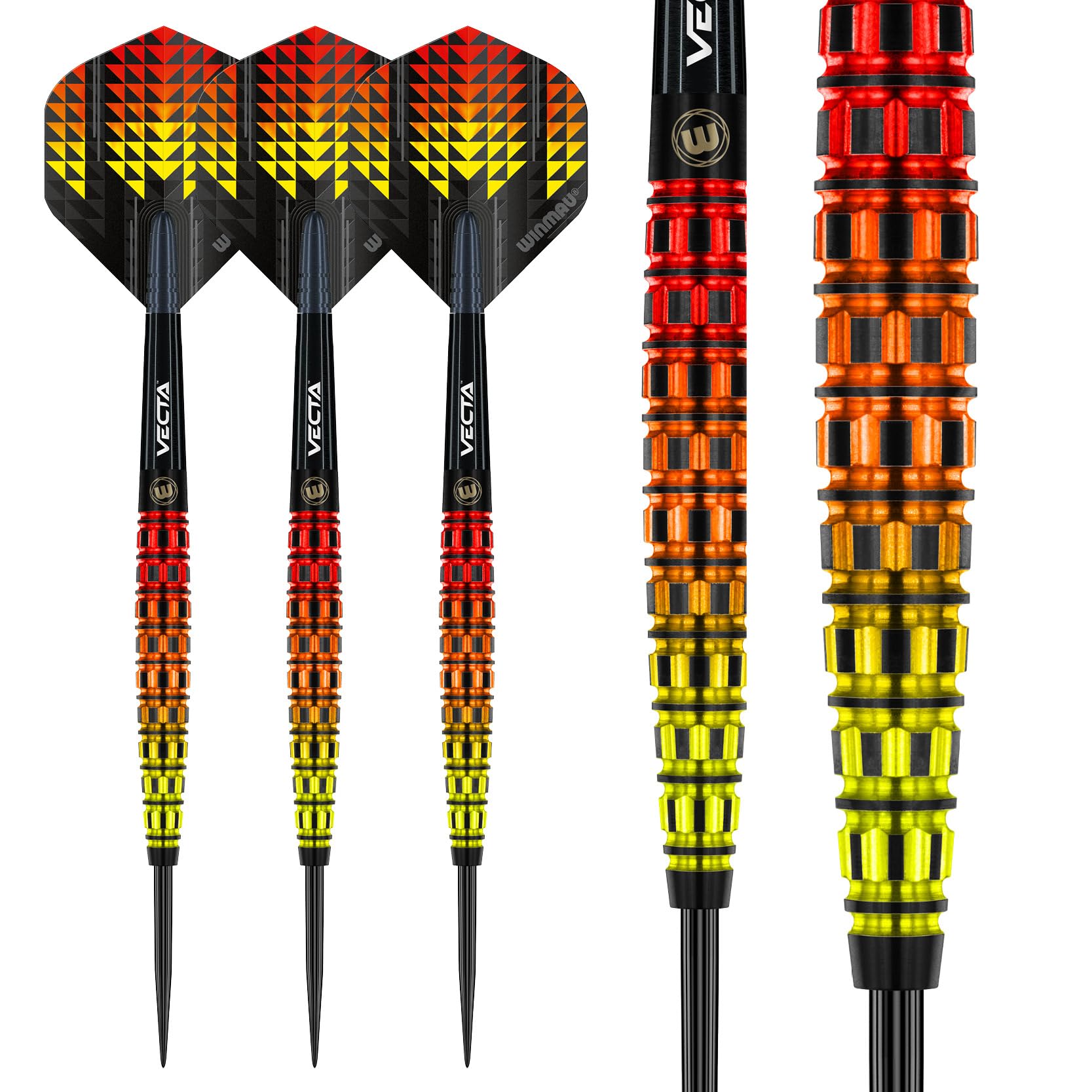 WINMAU Firestorm Flame, Set di Freccette Professionali in tungsteno, con Alette e steli (Alberi)