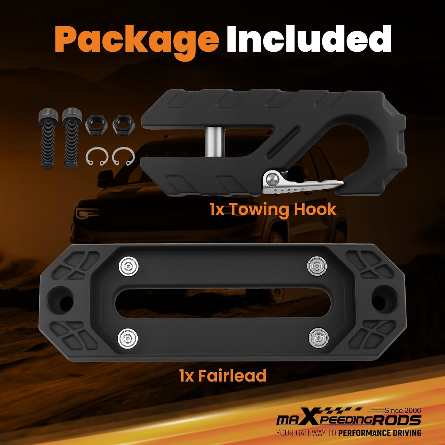 maXpeedingrods Winch Fairlead Towing Hook 40CR Steel with Magnetic Mount for Off Road SUV, Truck Off-Road Vehicle Towing and Recovery