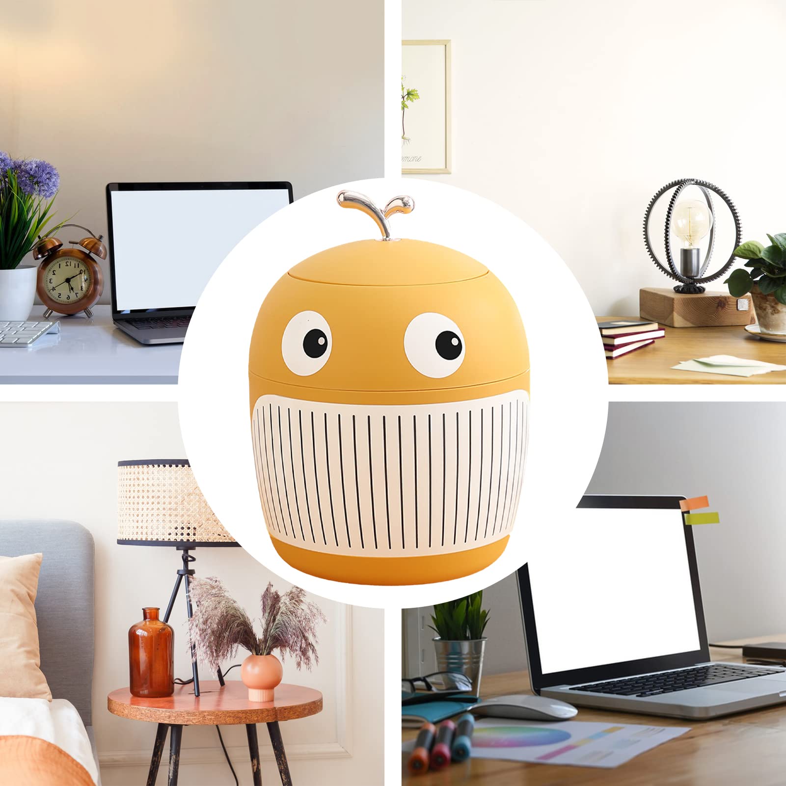 Papelera Pequeña Con Tapa De Presión - Para Baño O Escritorio, Azul, Con Cubo Interior Extraíble Y Bolsas