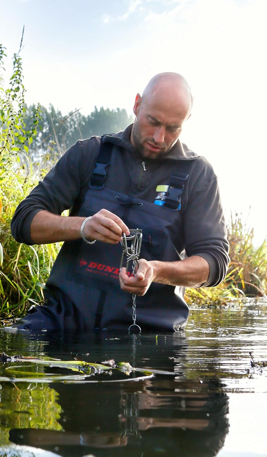 DUNLOP Protective Footwear, Hip Wader Black Steel Toe, 8605600