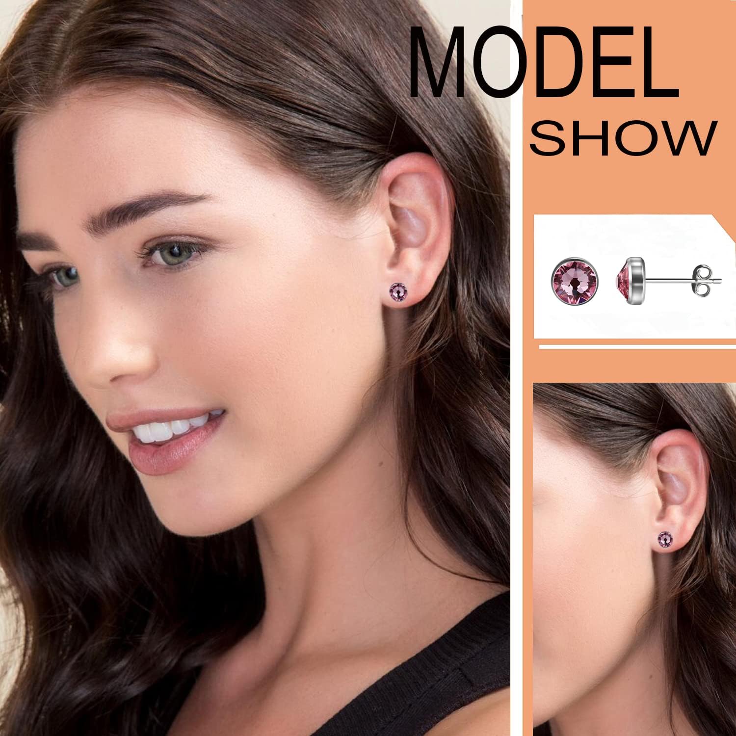 G23 Titanium Studs Earrings Hypoallergenic Earrings Women Stud Earrings Nickel Free Dainty Earrings for Sensitive Ears 3mm/4mm/5mm Stone Size Options