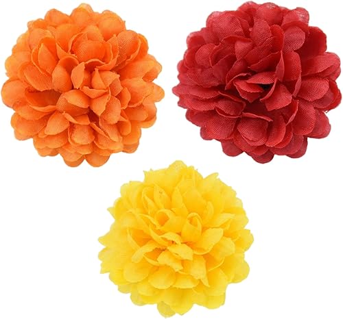 Miniatura 2 de Cabezas de flores artificiales de caléndula para Halloween, cabezas de flores de caléndula de seda, corona de múltiples capas, cabeza de flores de