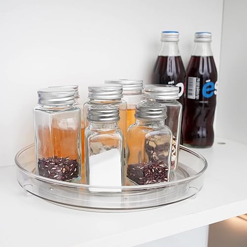 Miniatura 5 de Puricon - Paquete de 2 organizadores giratorios transparentes Lazy Susan (12 pulgadas y 9.25 pulgadas), bandeja giratoria de plástico para edición