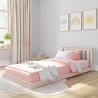 Vista 1 de Max & Lily Cama de Piso Clásica Individual, 79.75 Pulgadas, Marco de Cama Baja de Madera Maciza para Niños, Cama de Piso Moderna para Dormitorio