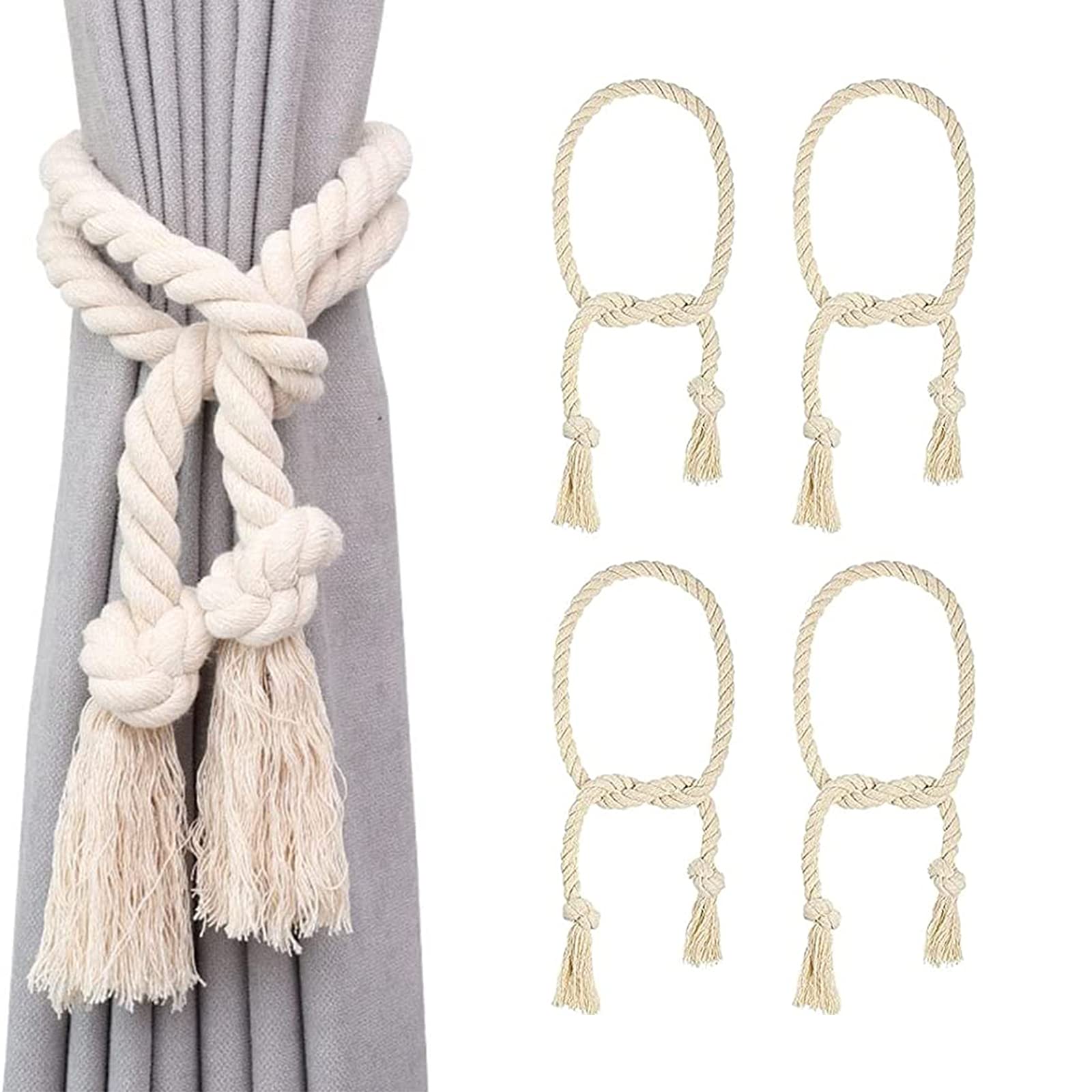 Boho Gordijnhouders - Macramé Katoen - 2 Stuks | bol Boho Gordijnhouders - Macramé Katoen - 2 Stuks | bol