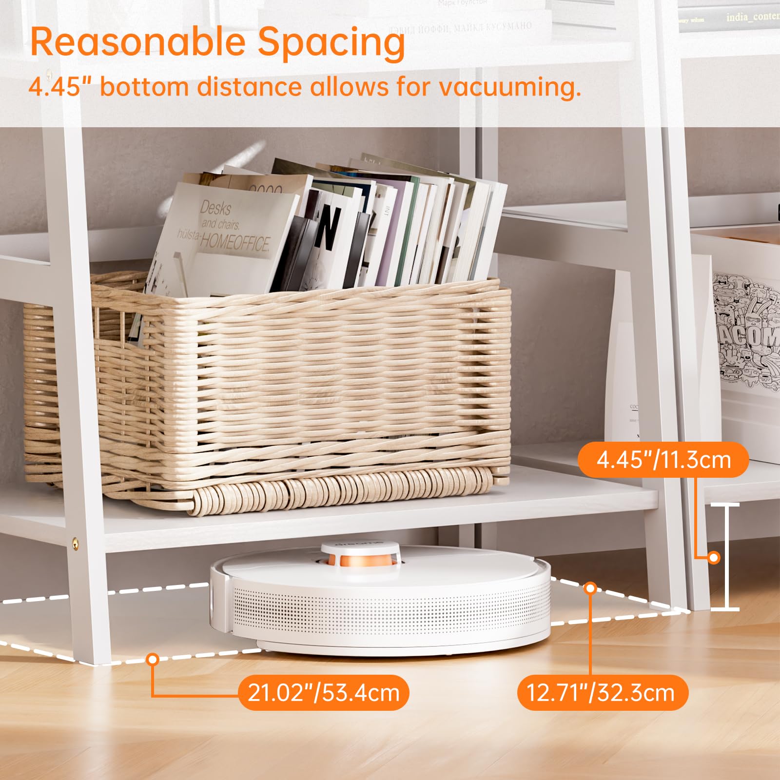 HITNET Scaffale a scala, Libreria in bambù a 4 livelli Indipendente Scaffale portaoggetti da pavimento per Bagno Cucina, Bianco