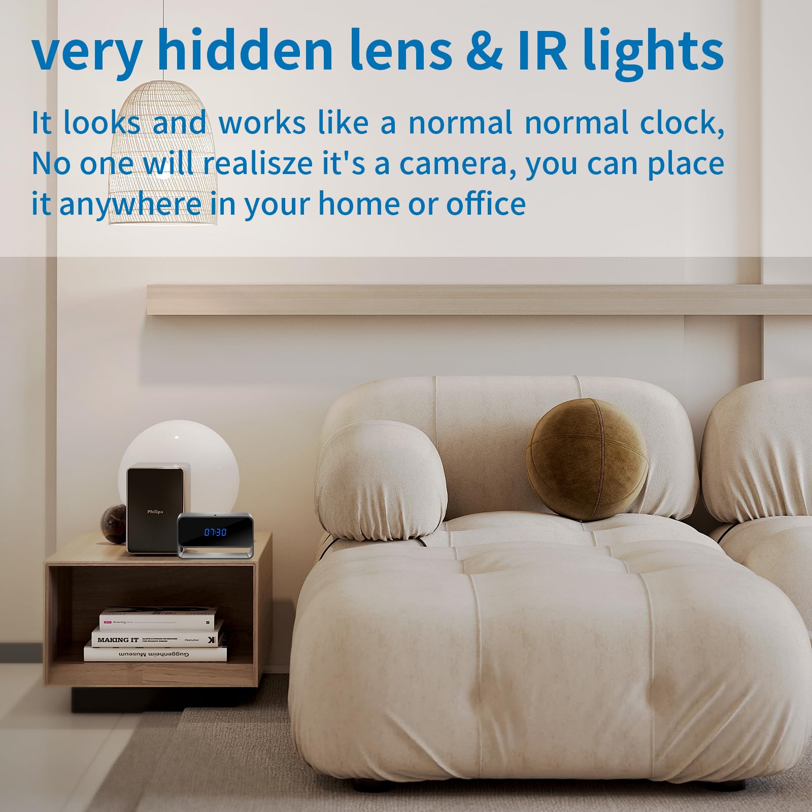 Wifi Hidden Camera Clock - 1080P HD Spy Camera For Home Security \u0026 Nanny Cam  Comfortable Home Mules Sandals, image size:1600x1600