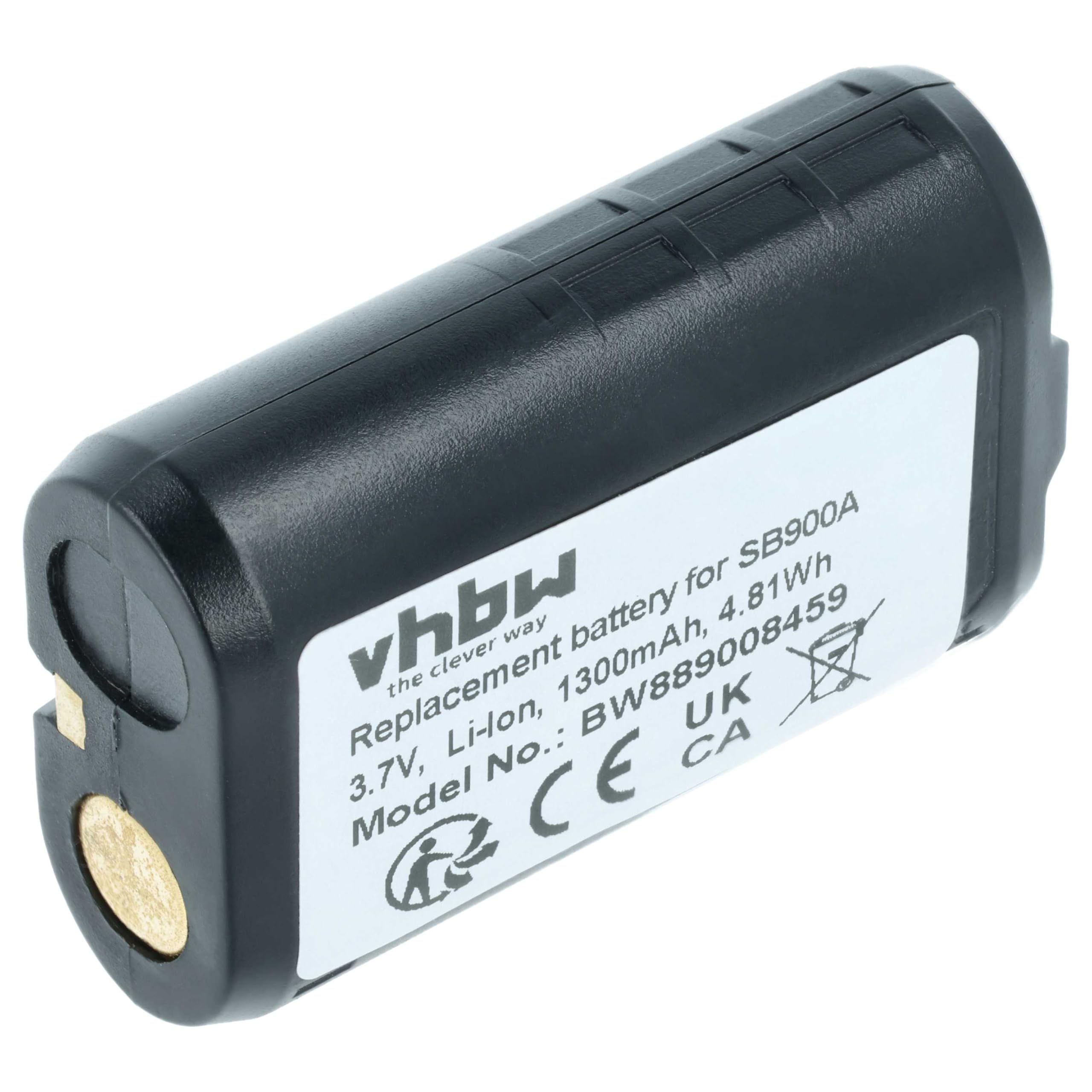 vhbw Batería reemplaza Shure SB900A, SB900B, SB900C, 95A42465, SB900 para Sistema Radio, transmisor Digital (1300 mAh, 3,7 V, Li-Ion)