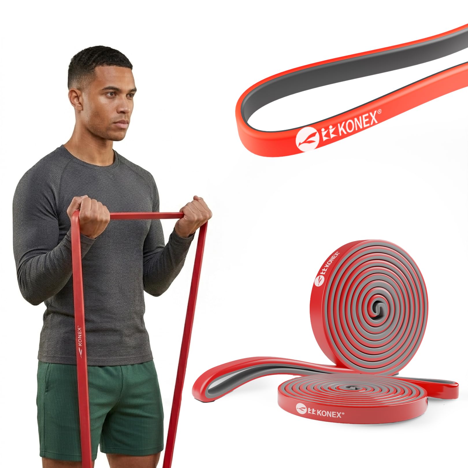 Konex Heavy Resistance Band | High Elasticity Exercise & Stretching Pull Up | Trusty - Red (7-15 Kg)