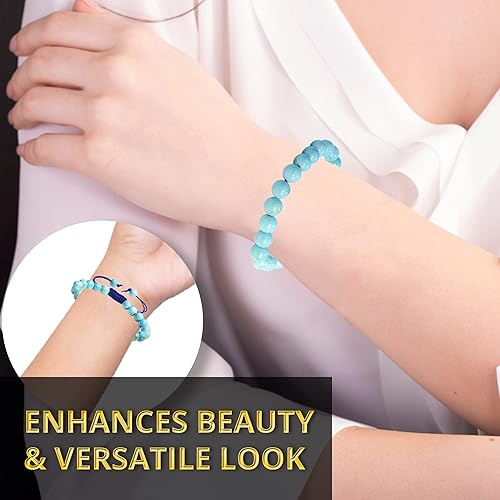 Vista 47 de Adjustable Crystal Bracelet – Gemstone Bead Bracelet with Adjustable Macrame String – Chic Gemstone Bracelet for Men and Women – 8mm Round Healing
