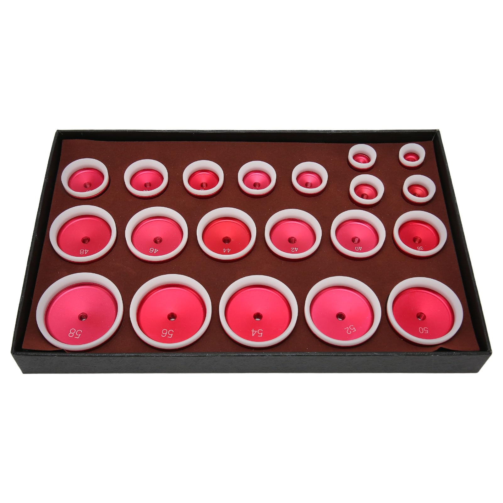 Uhren-Lünettenstanzen-Set, 20-teiliges Kit, Größe 20 mm bis 58 mm, Aluminiumlegierung, Uhrengehäuse-Presswerkzeug für Uhrmacherei und Batteriewechsel