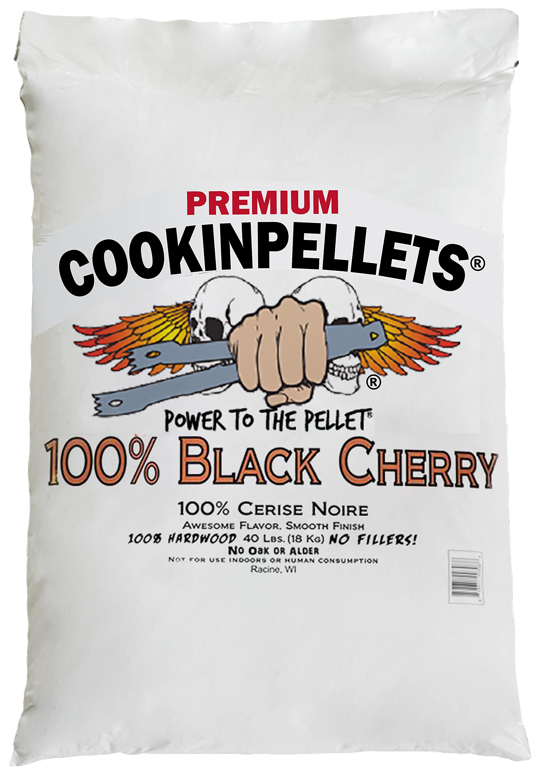 CookinPellets 40 Pound Premium All Natural Black Cherry Hardwood Grill Smoker Wood Cooking Pellets, for BBQ, Meat, and Veggies, Brown