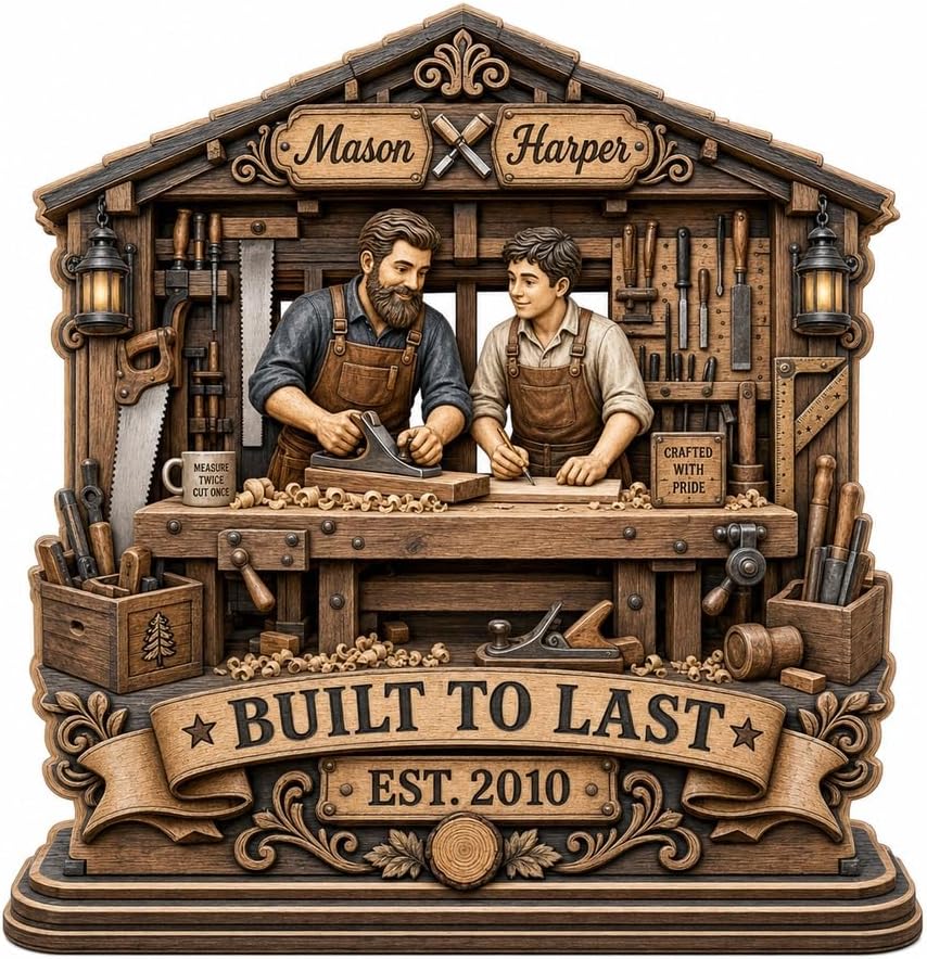 Wooden Plaque Personalized Carpenter Workshop Wood Tabletop Display for Woodworkers
