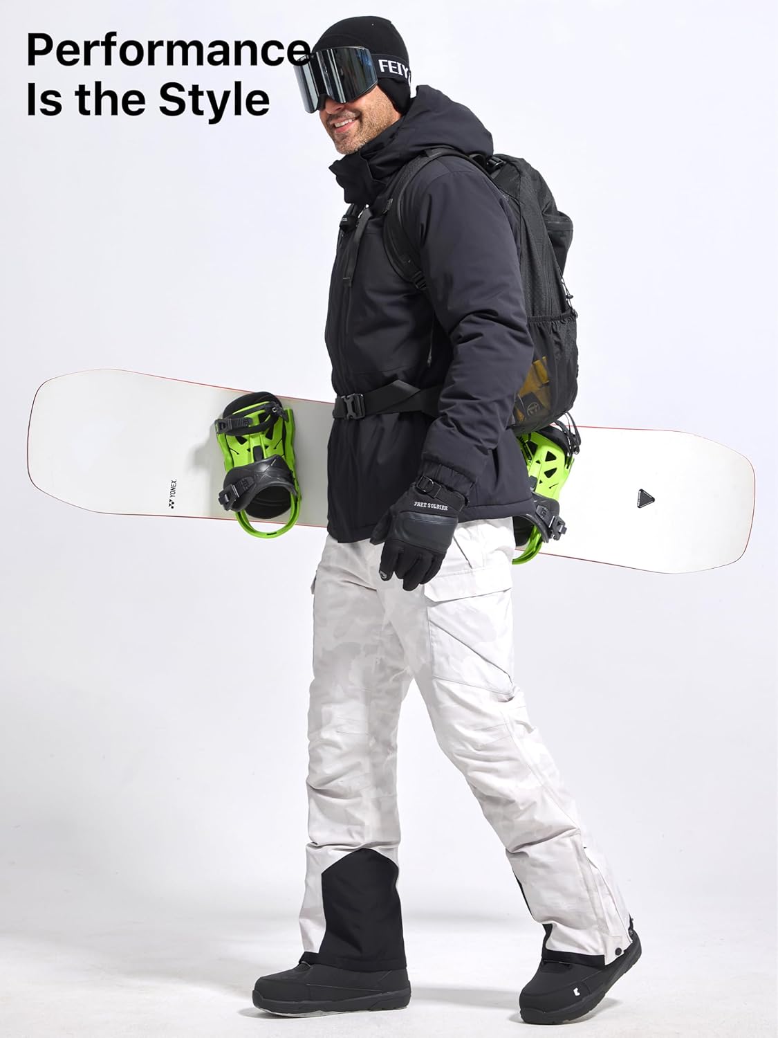 FREE SOLDIER Men's Waterproof Snow Insulated Pants Winter Skiing Snowboarding Pants with Zipper Pockets - Image 7