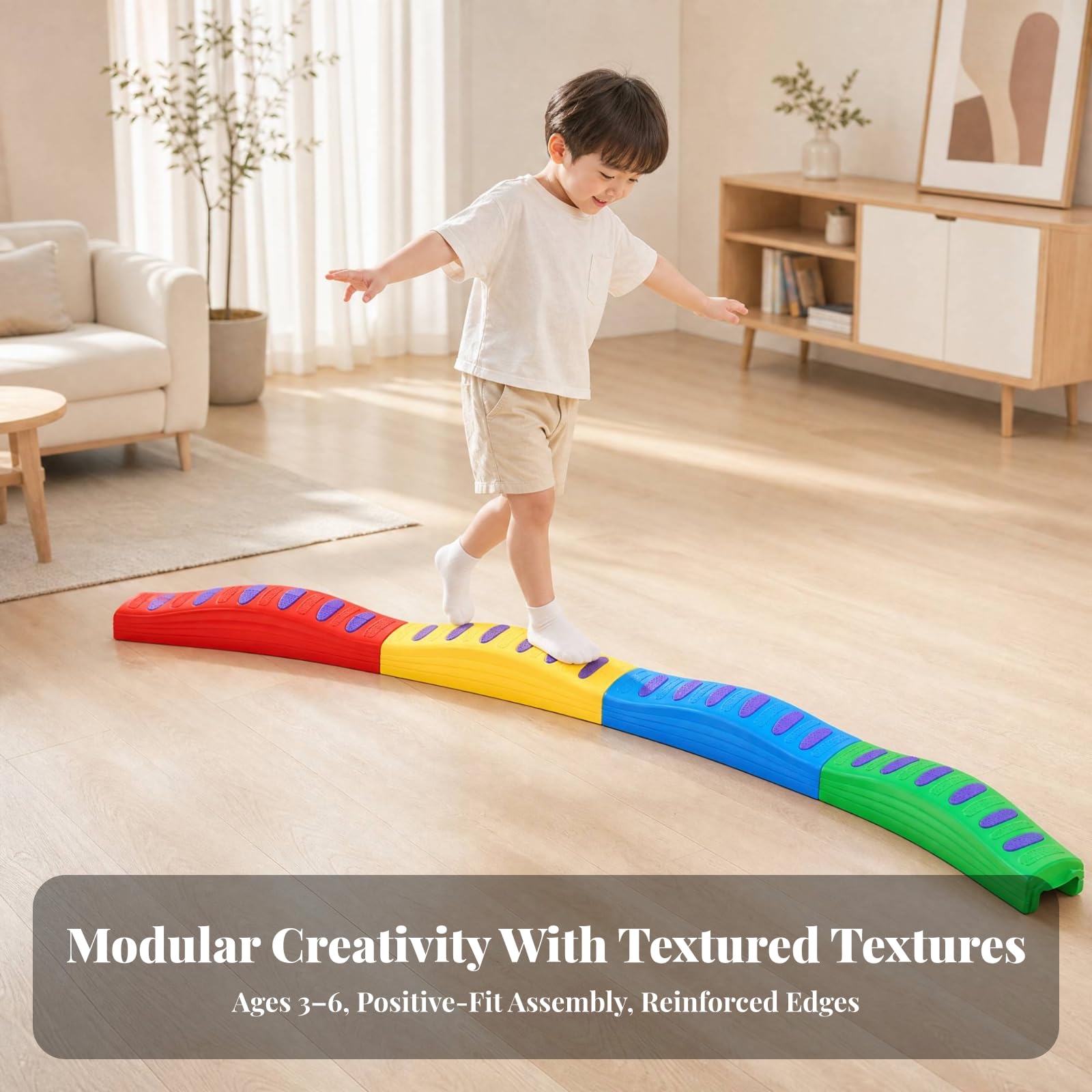 Pedana di Equilibrio Modulare Balance Board Antiscivolo Giocattolo per Bambini da 3 a 6 Anni, Scuola Dell'infanzia, Asilo