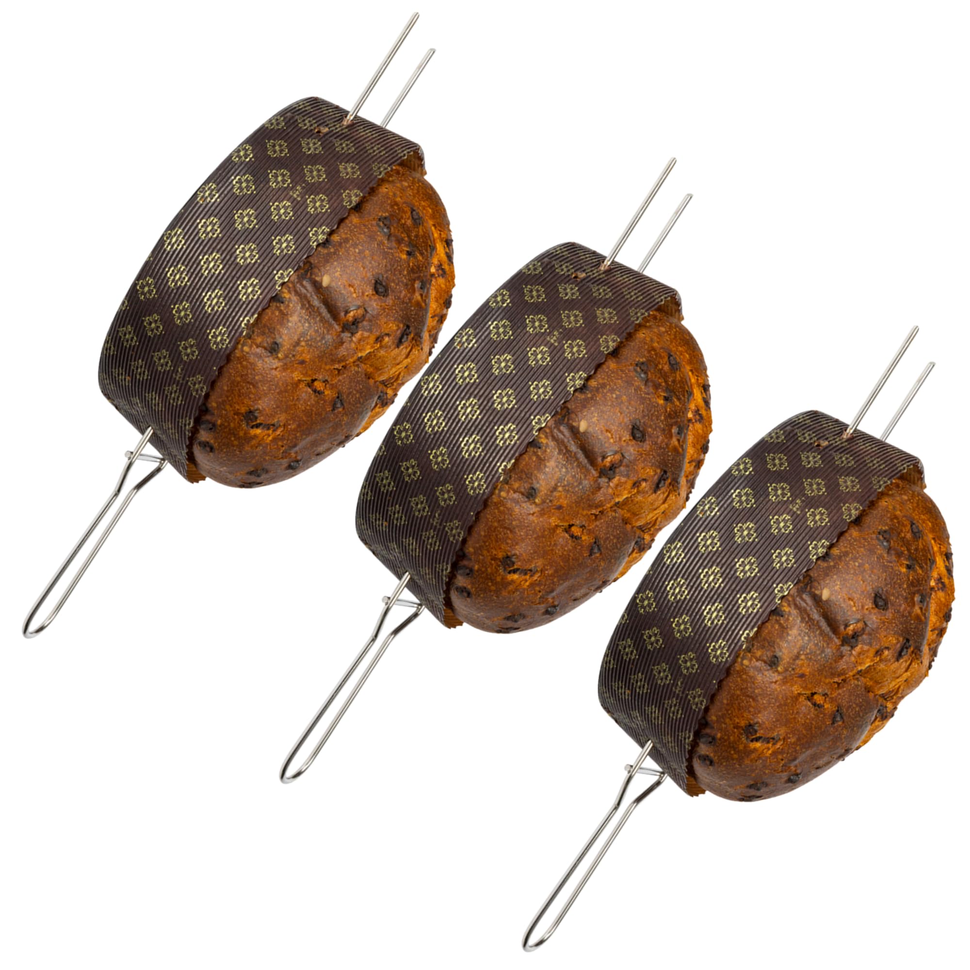 FAH - Spillone per Colomba, Set 3 Spilloni per Colomba e Altri Lievitati Fino a 1 kg (Lunghezza 40 cm), Robusto in Acciaio Inox, Facile da Usare, Forchetta per Panettone e Colomba