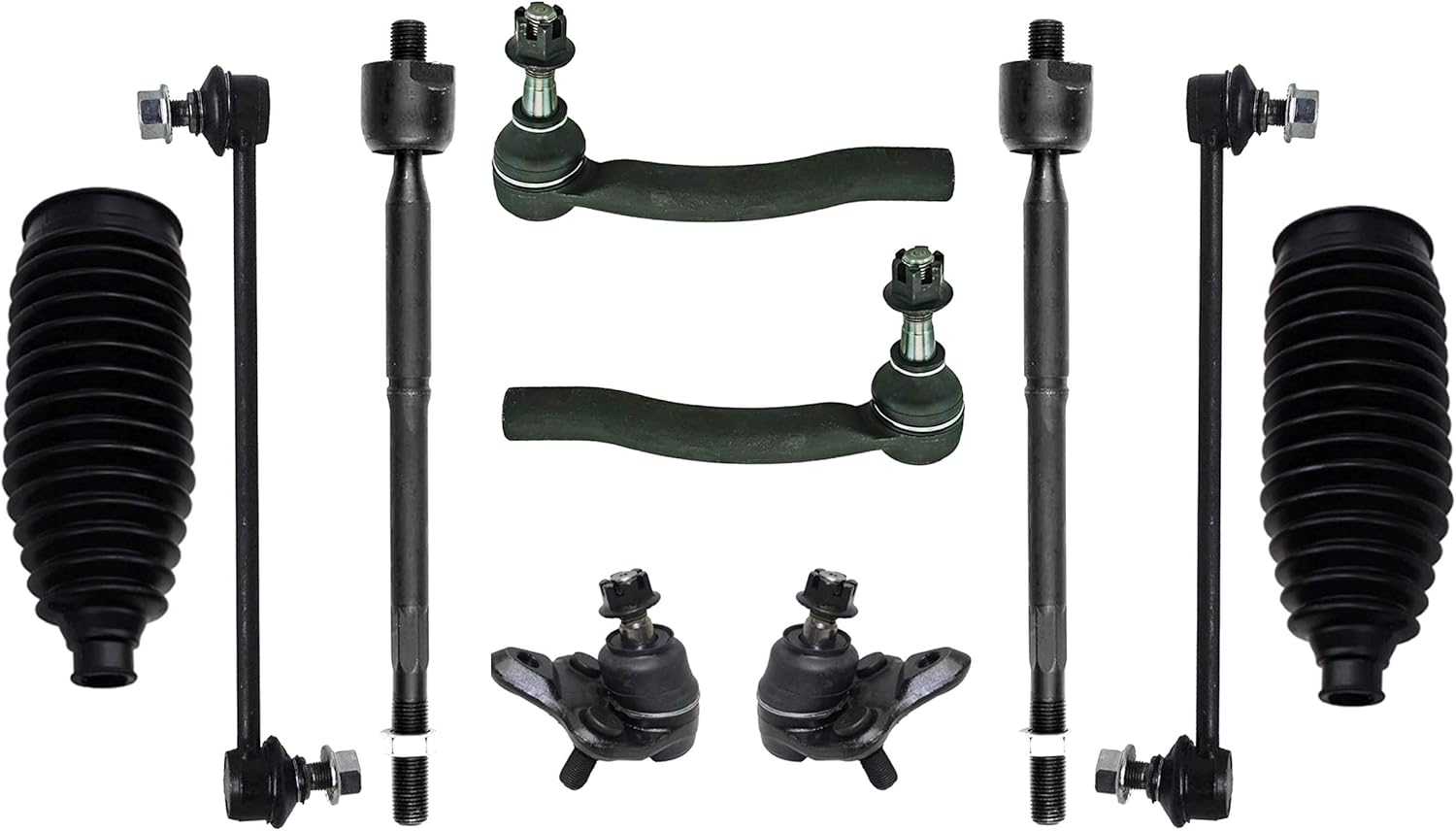 10 Pc Suspension Kit Tie Rods, Sway Links, Ball Joints, Bellows K80230 K90309 88-1642 ES80302 ES80303 EV80304 Compatible with 2004-2009 Toyota Prius - PartsW