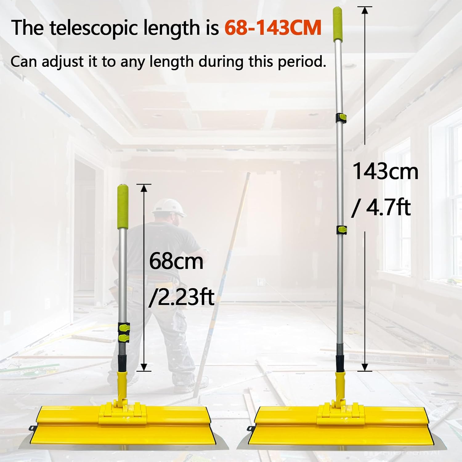 Drywall Skimming Blade Set, Stainless Steel 10”+16”+24” Skimming Blade, 25”-56” Adjustable Length Extension Rod & Angle Holder, Drywall Finishing Tools for Plasterboard and Wallboard