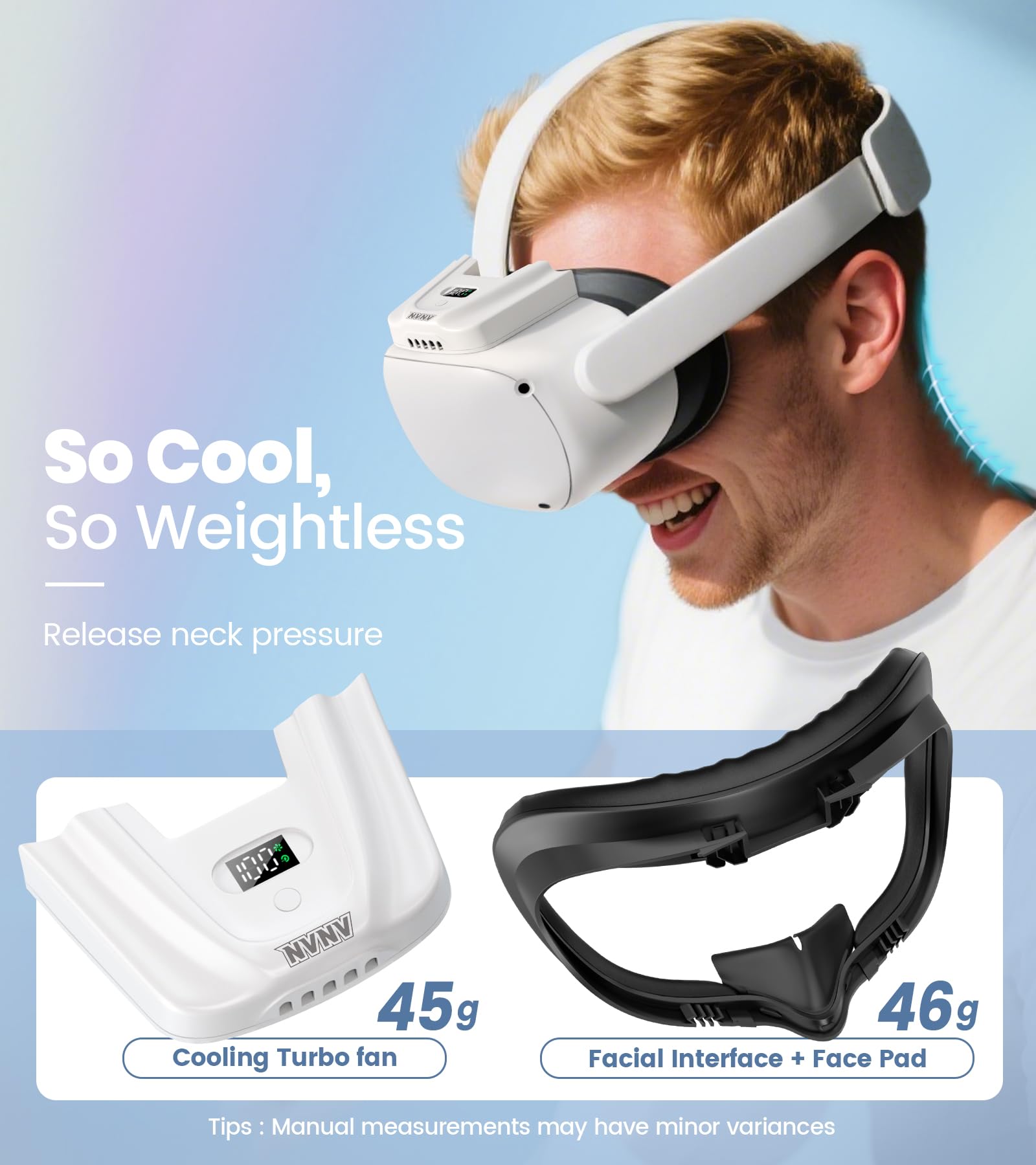 Ventola per Oculus Quest 2 - Ventola di Raffreddamento antiappannamento con interfaccia facciale, Maschera facciale antisudore, Adatta per Fitness, Allenamento e