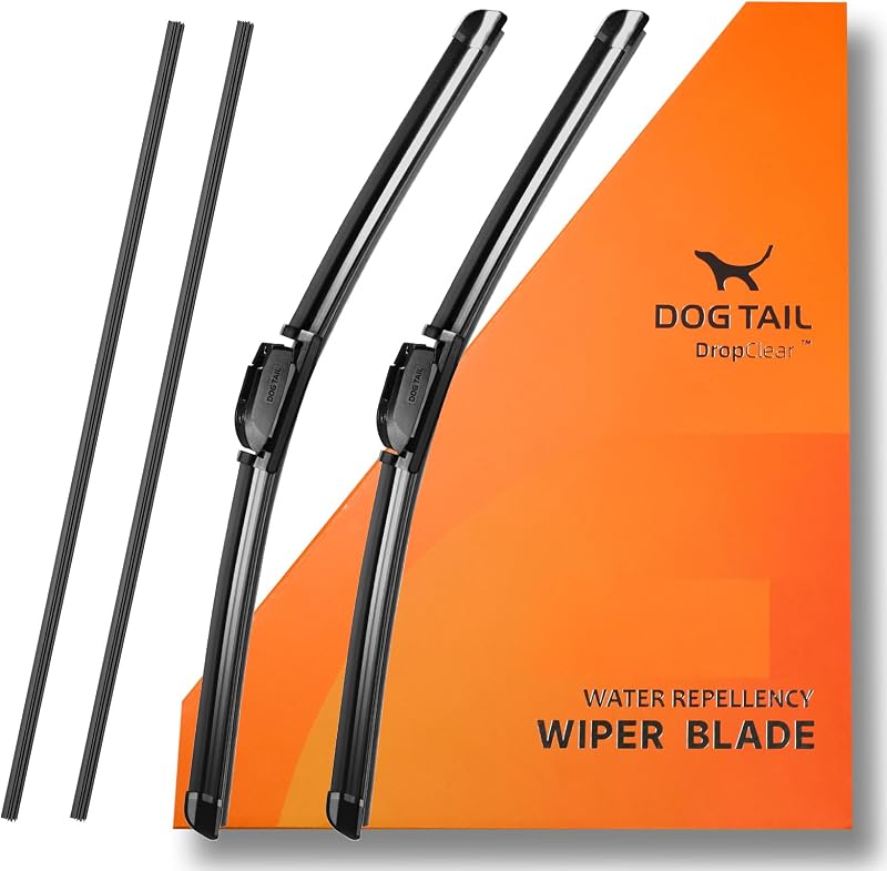 Palhetas de limpador de para-brisa DOG TAIL em silicone 22" com 2 refis – Pacote com 2
