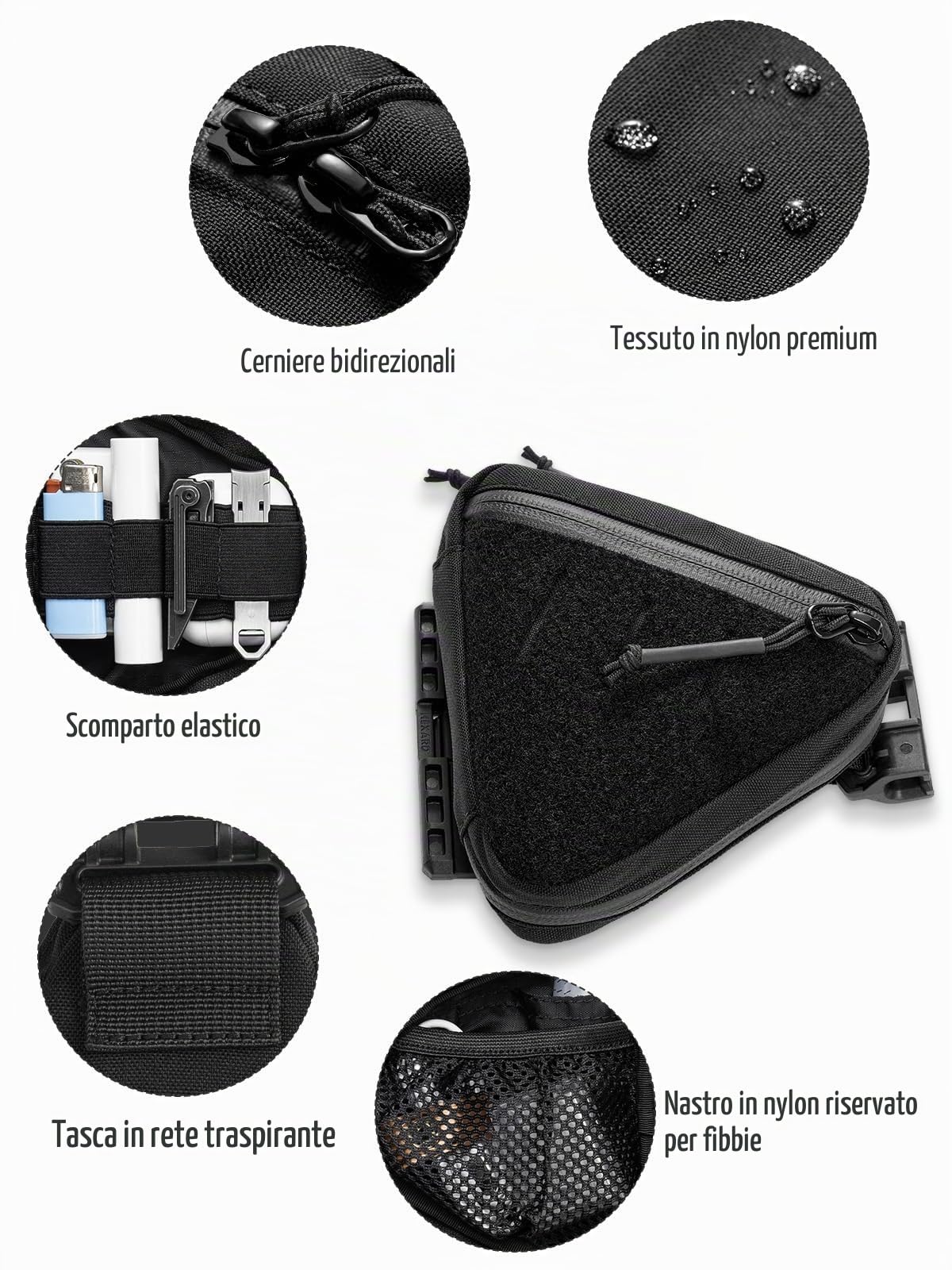 TACTICAL_GEEK Storage A8 Mini EDC Borsa, Multifunzionale Organizzazione, Piccolo Organizer con cinghie, Utility Tasca con cerniera per uso quotidiano, Cordura Nero, Piccola borsa