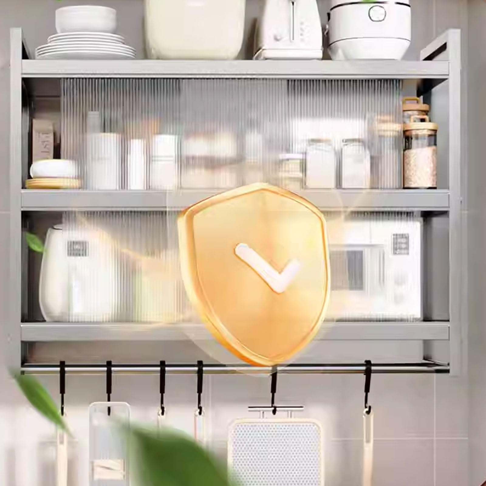 Armario de Pared Colgante de Acero Inoxidable para Cocina Baño Garaje con Puerta Corredera Semitransparente Barra para Colgar Varios Tamaños Disponibles(120 * 32 * 71cm)