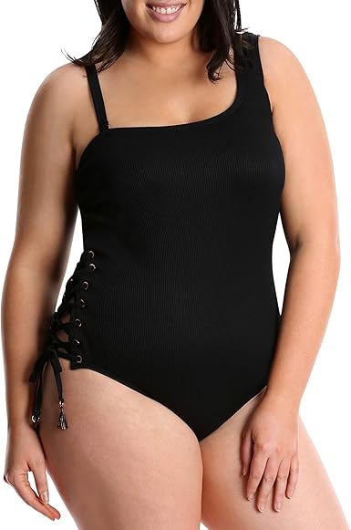 Amazon.com: Lysa traje de baño más tamaño 1 pieza traje de baño solo hombro  Lisa, 0x, negro (Black Ribbed) : Ropa, Zapatos y Joyería