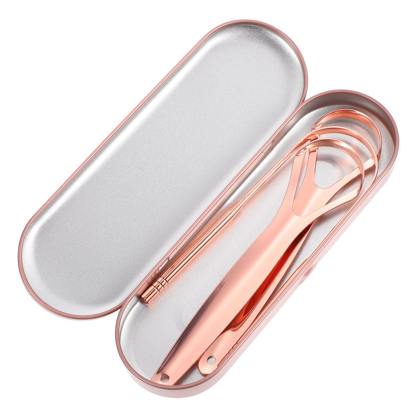 PACKOVE 3Pcs Reusable Tongue Scrapers for Oral Care Cleaning Tool Gold Removes Bad Breath Compact and Practical Design for Daily Use