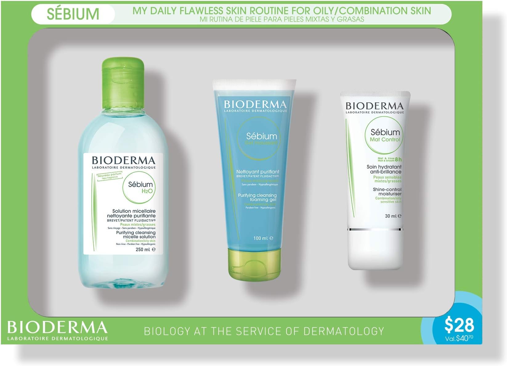 Bioderma - Sébium - Routine Kit - Micellar Water / Shine Control Moisturizer / Cleansing Foaming Gel - for Combination to Oily Skin