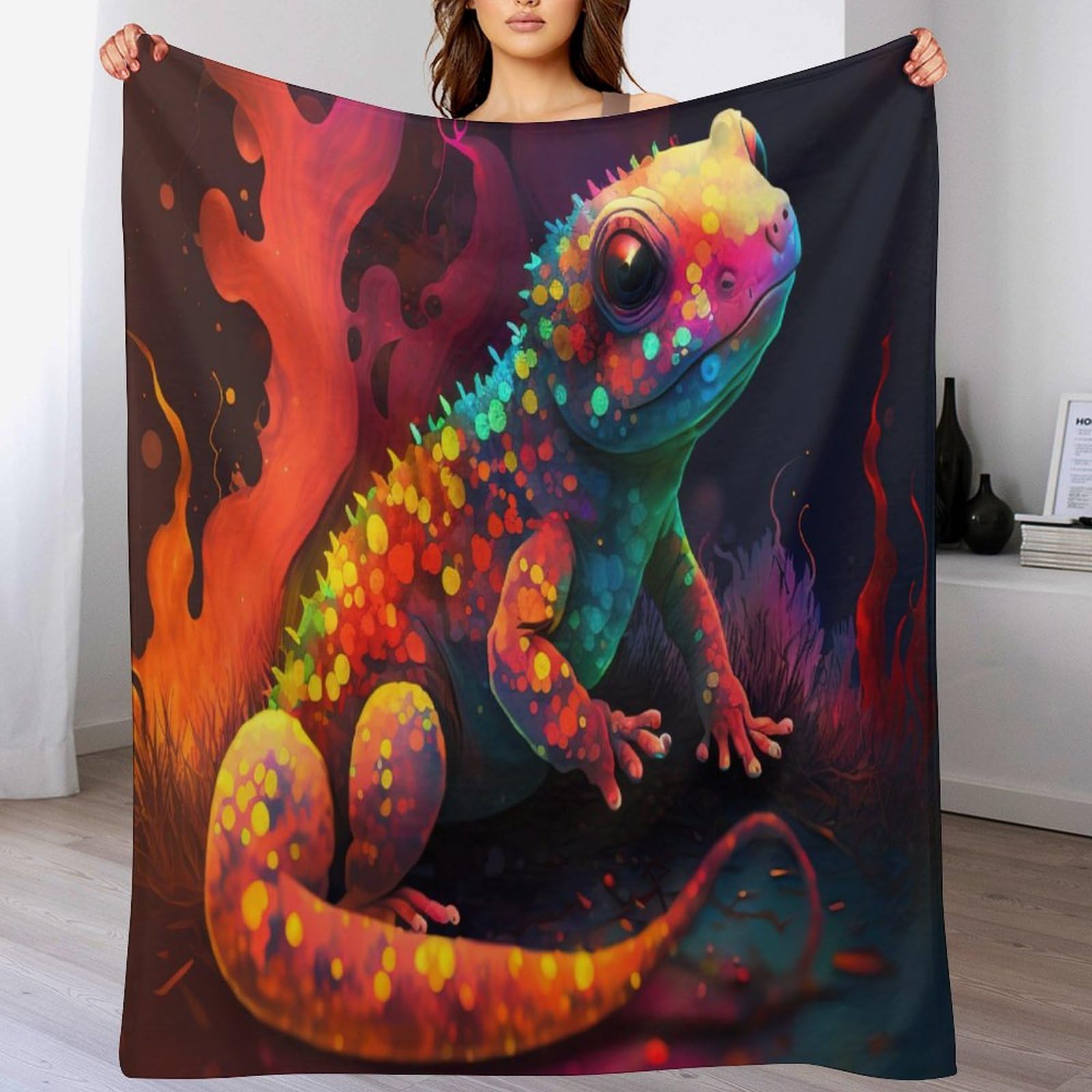 Couvertures geckos anti-froid en polaire légère pour lit et canapé