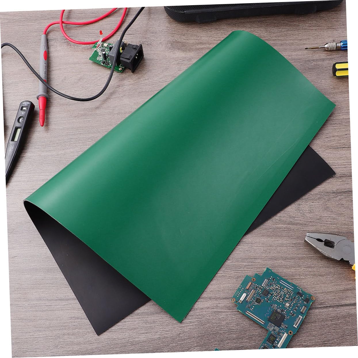 3piezas Alfombra Antiestática Para Trabajo Resiste El Calor Para Escritorio Banco De Trabajo y Suelo Esterilla De Soldadura y Conexión Tierra Para Ordenador
