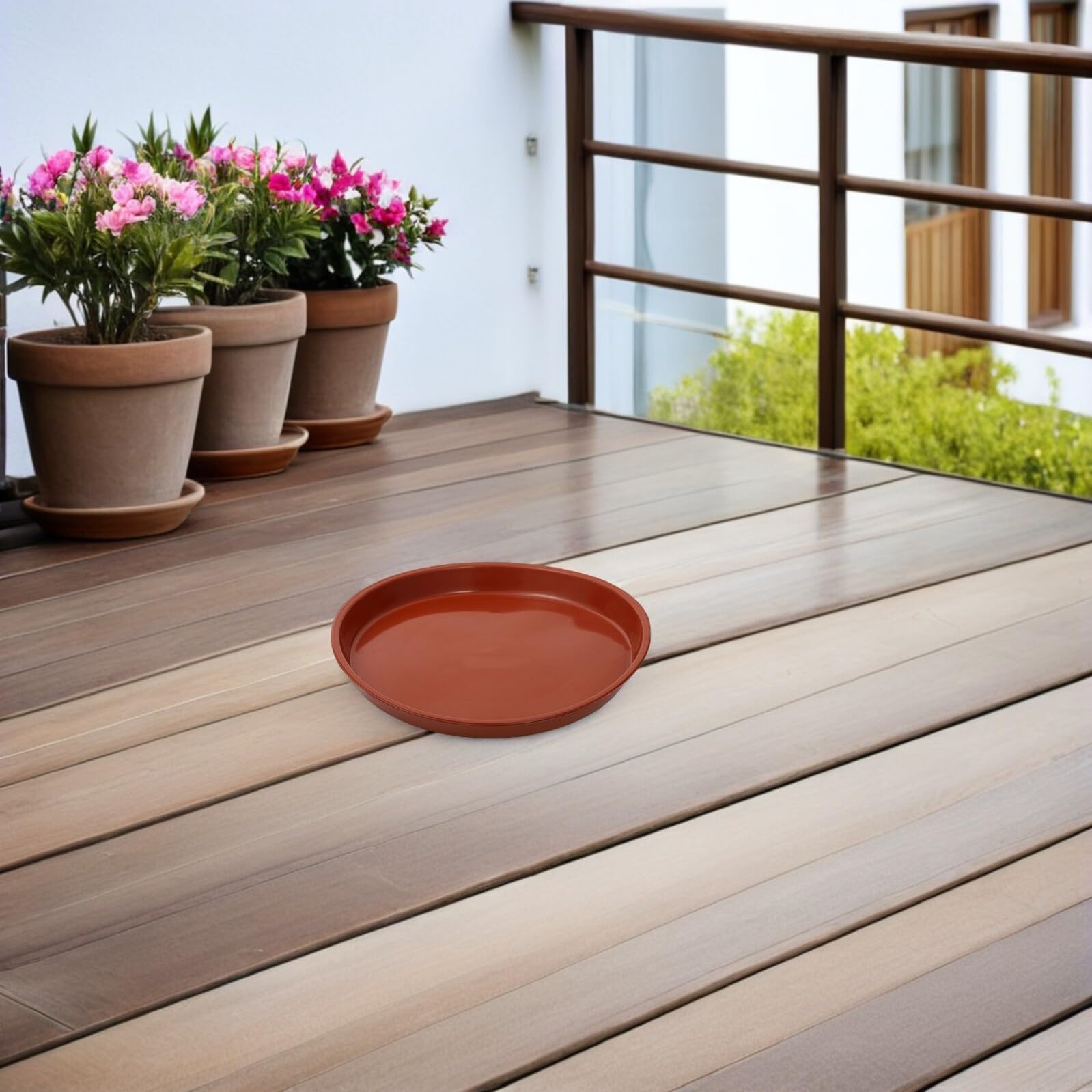 jojofuny 25 Piezas Bandejas Redondas de Plástico para Plantas Platillos para Macetas con Drenaje Reutilizables Bandeja para Jardín Interior y Exterior Base Resistente para Suculentas y