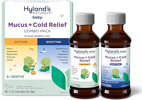 Miniatura 7 de Medicina para el resfriado para bebés y bebés Hylands Naturals Baby Mucus  Alivio del resfriado paquete económico de día y noche descongestionante y