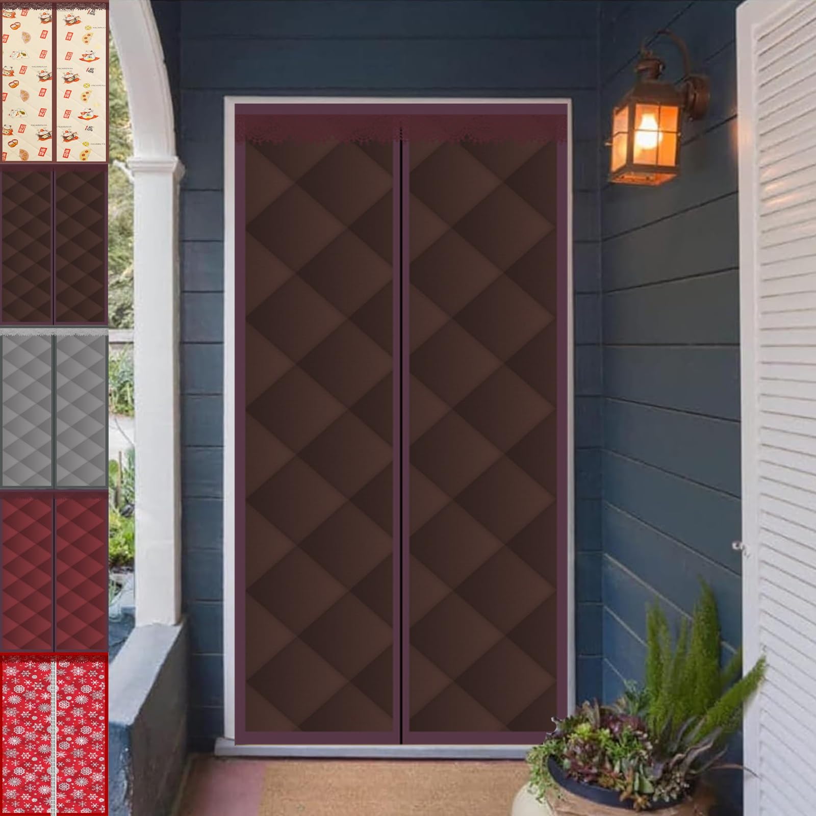 Cortina térmica magnética de 170x210 cm marrón para puerta de balcón
