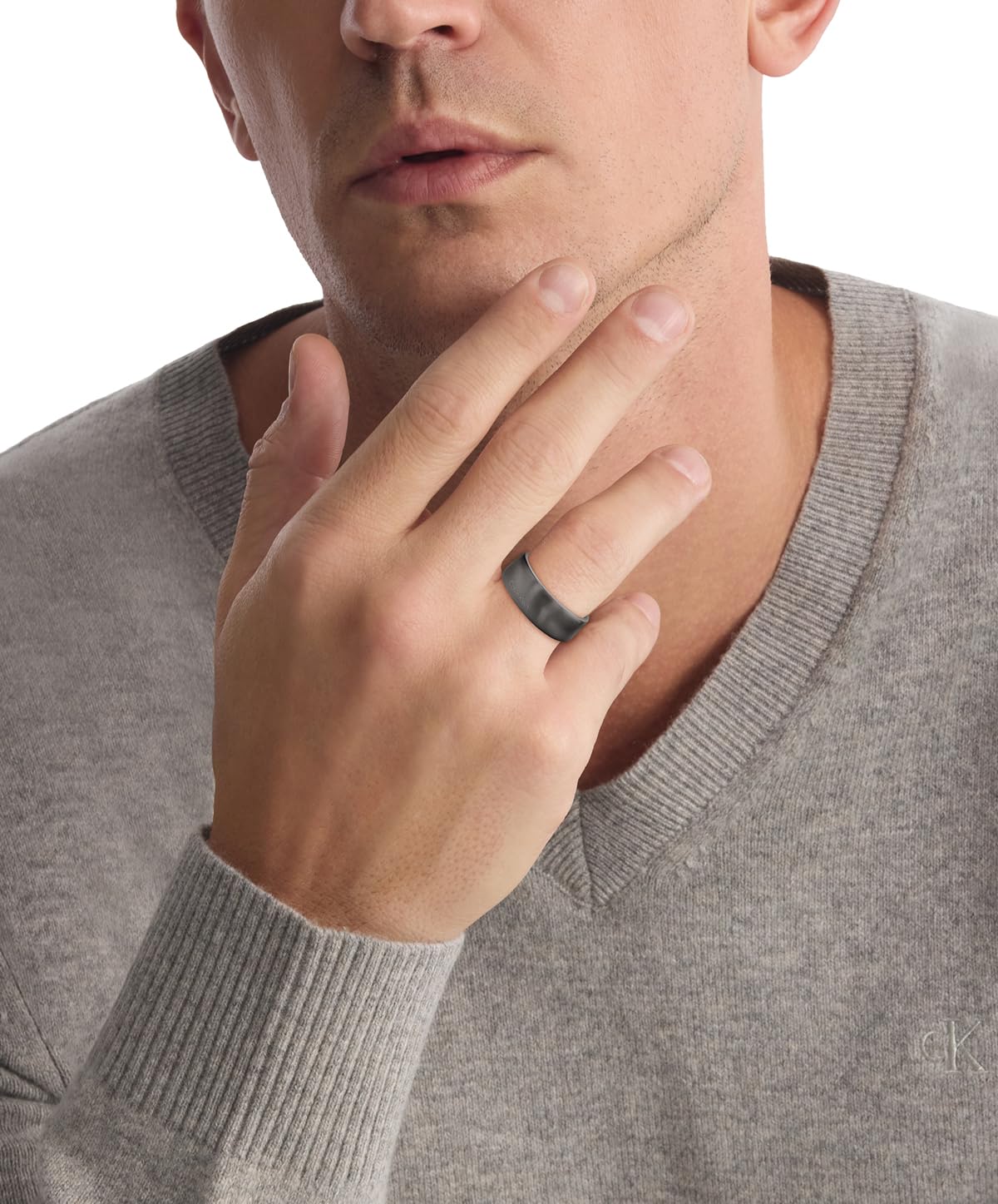 Calvin Klein Anillo en Acero Inoxidable para Hombre Colección CK METALLIC WAVES - Disponible en Versión Plata o GunMetal