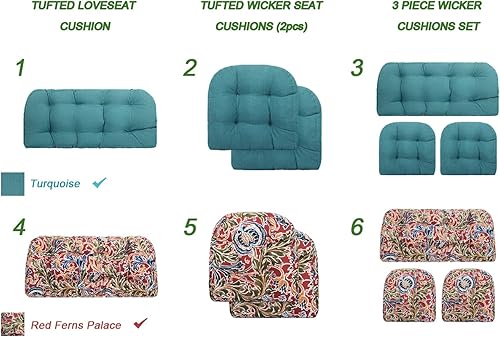 Miniatura 6 de Cojines cuadrados de mimbre copetudos para asiento de 19 x 19 pulgadas, paquete de 2, almohadillas para sillas en forma de U para exteriores e