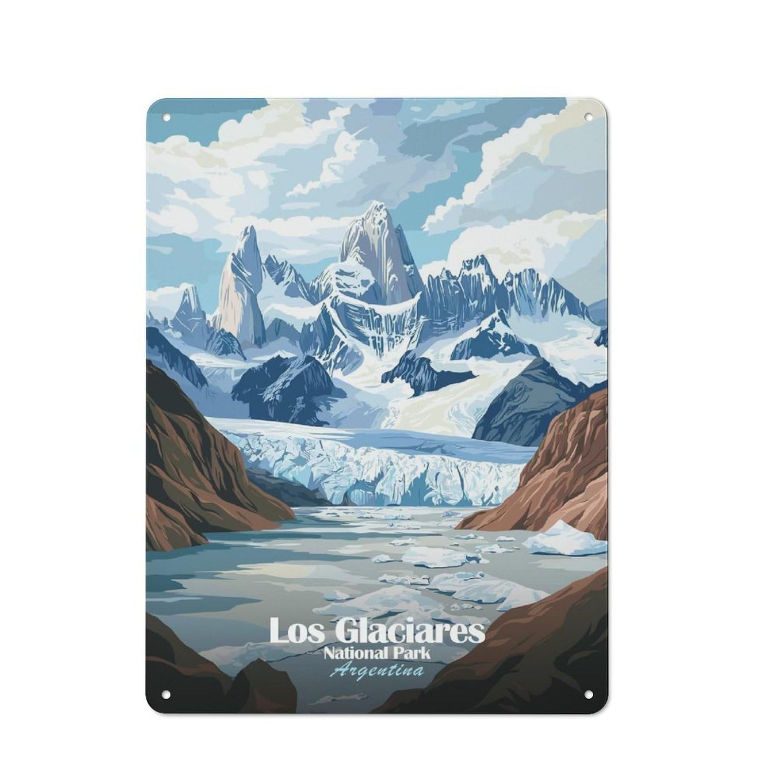 Junmoney Style-11 Garage Style Metal Wall Sign 40X30cm Featuring Los Glaciares National Park, Garage Wall Decor For Garage, Hobby Room, Office Or Man Cave