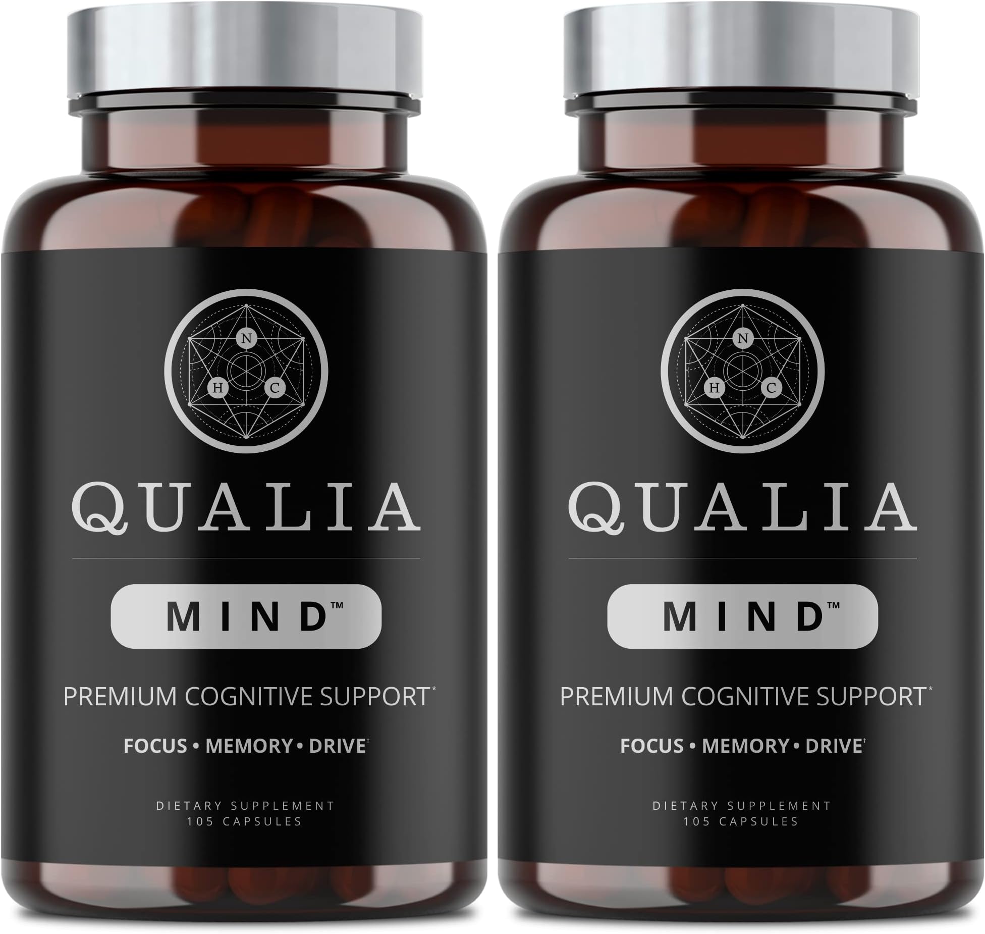 Qualia Mind Nootropics 105ct 2-Pack | Top Brain Supplement for Memory, Focus, Mental Energy, and Concentration with Ginkgo biloba, Alpha GPC, Bacopa monnieri, Celastrus paniculatus, DHA & More