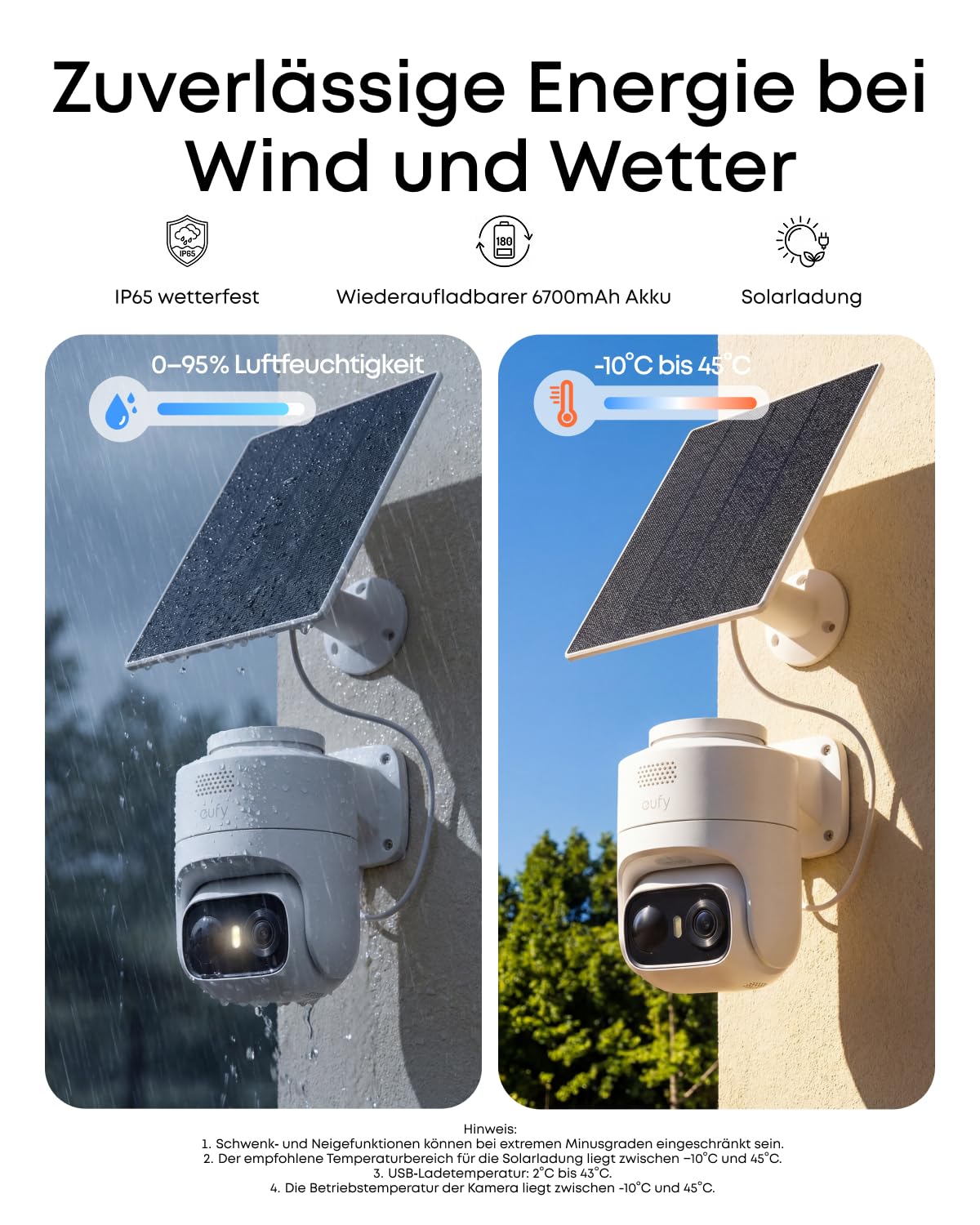 eufy Security eufyCam C37, kabellose 2K Outdoor-Überwachungskameras mit 360° KI-Tracking (Pan & Tilt), Solar, Gesichtserkennung, Farb-Nachtsicht, ohne ABO-Kosten