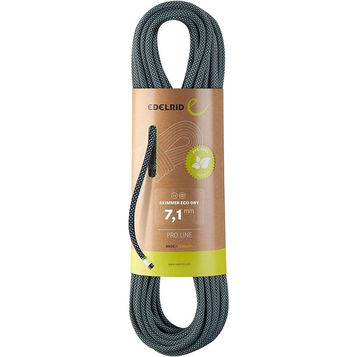 EDELRID Skimmer ECO Dry 7,1 mm 60 m czarna, lina wspinaczkowa, rozmiar 60 m - kolor Night