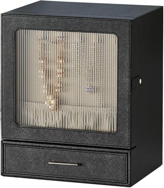 Meerveil Large Jewellery Box, 10 Layer Extra Jewelry Oganiser, Changhong Glass, PU Leather, Jewelry Storage Box for Necklaces, Earrings, Bracelet Organizer, Gift for Girls and Women, Black