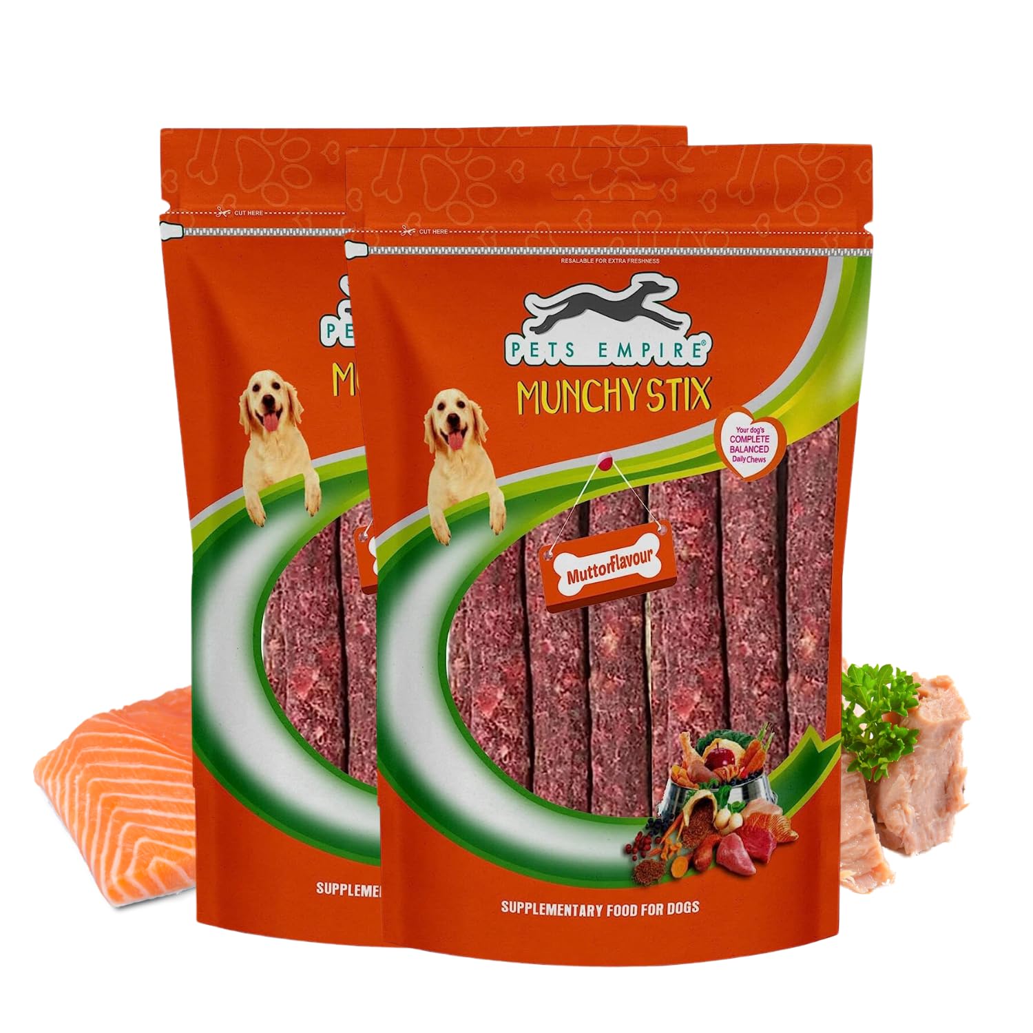 Royale Dog Munchy Sticks, Mutton Flavour, Young Adult Dog Treats, 500g (Buy 1 Get 1 Free)