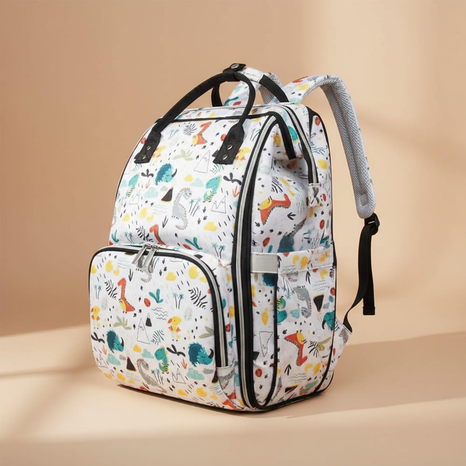 PrettyKrafts Diaper Bag for Mothers for Travel, Baby Bag for Mother Travel, Maternity Bag for Mother and Baby, Multiple Compartments Water Resistant Hospital Diaper Bags for Mom (White Dragon)