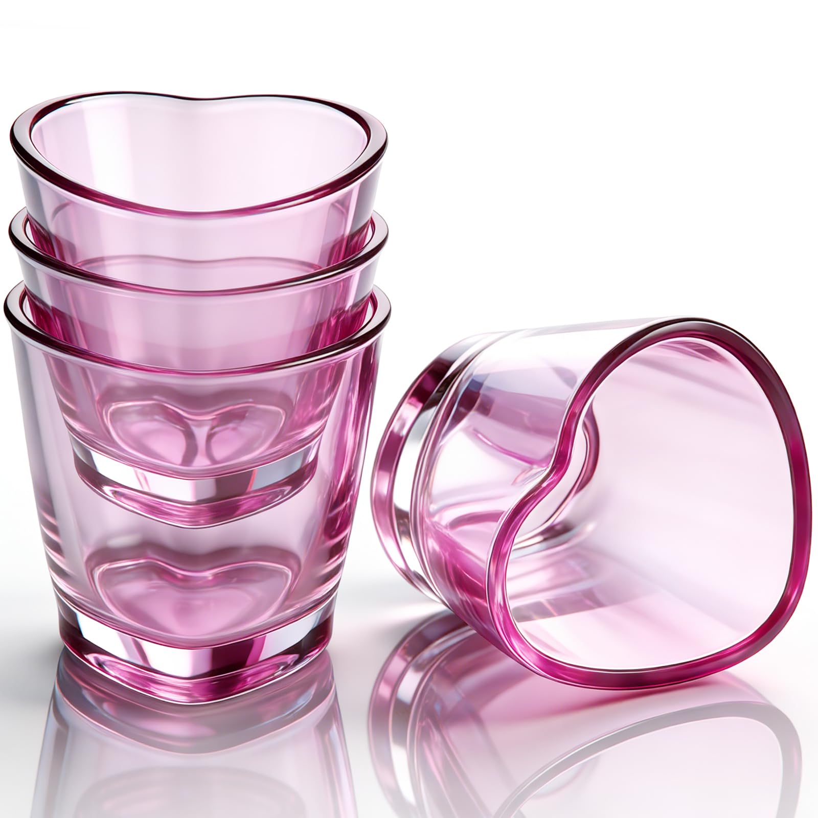 Juego de 6 vasos de chupito con forma de corazón de 1.5 onzas, vasos de chupito Soju, bonitos vasos de chupito a granel, vasos de chupito de tequila, vasos de chupito rosa