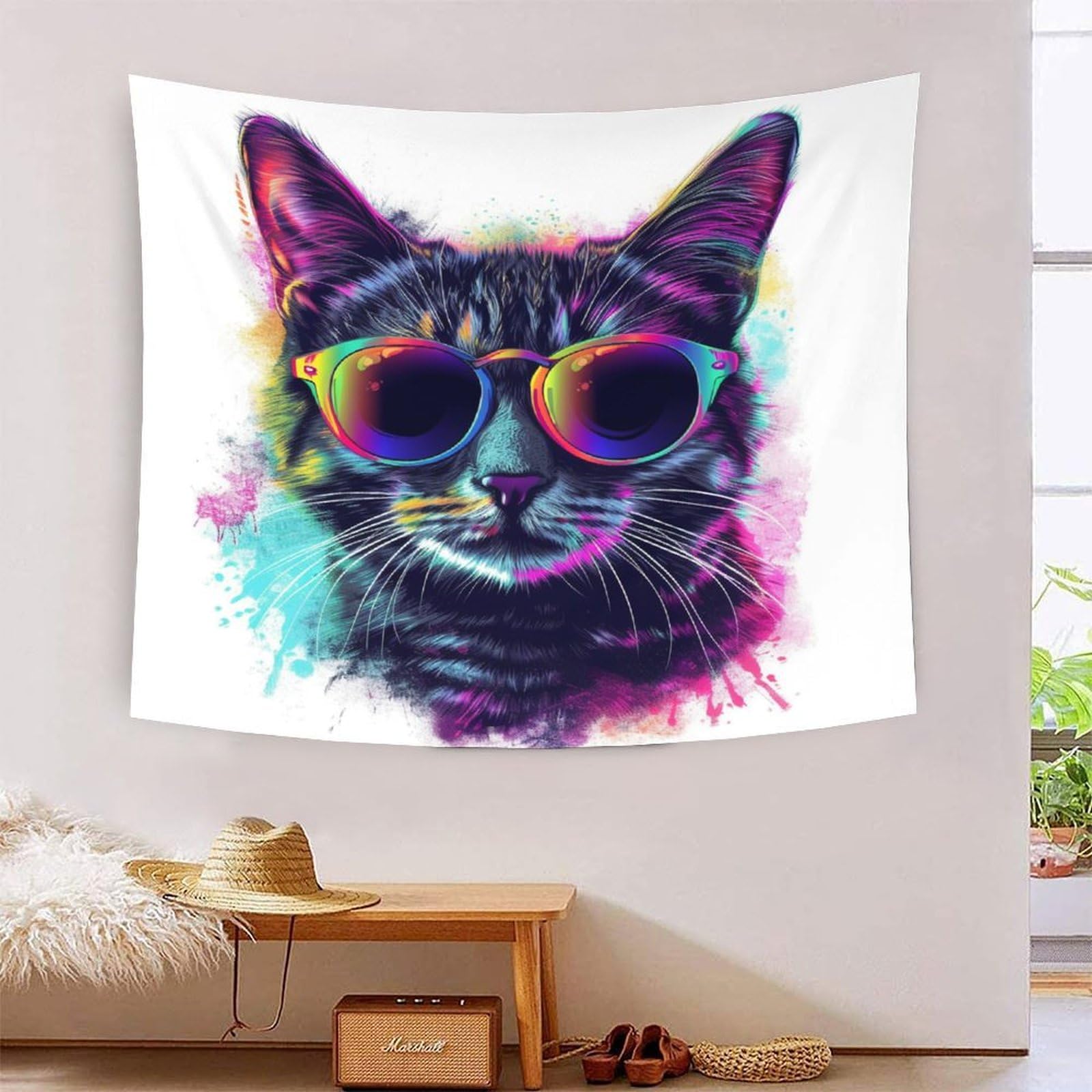 Tapisserie chat 3D décoration murale tissu pour salon et chambre - 7